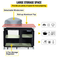 Thumbnail for VEVOR Aluminum Portable Camping Kitchen Detachable Windscreen Storage Organizer & Carrying Bag