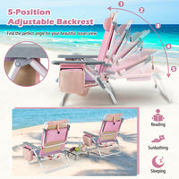 Thumbnail for 2 Pieces Folding Backpack Beach Chair with Pillow