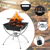 Thumbnail for 3-in-1 Camping Campfire Grill with Stainless Steel Grills Carrying Bag & Gloves