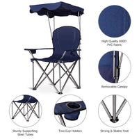 Thumbnail for Folding Beach Canopy Chair with Cup Holders