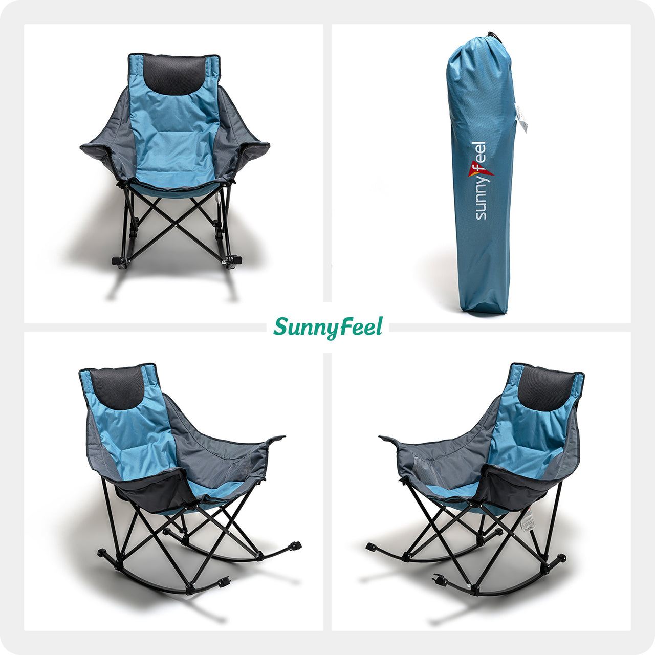 Sunnyfeel Oversized Camping Rocking Chair for Adults, Luxury Padded Recliner