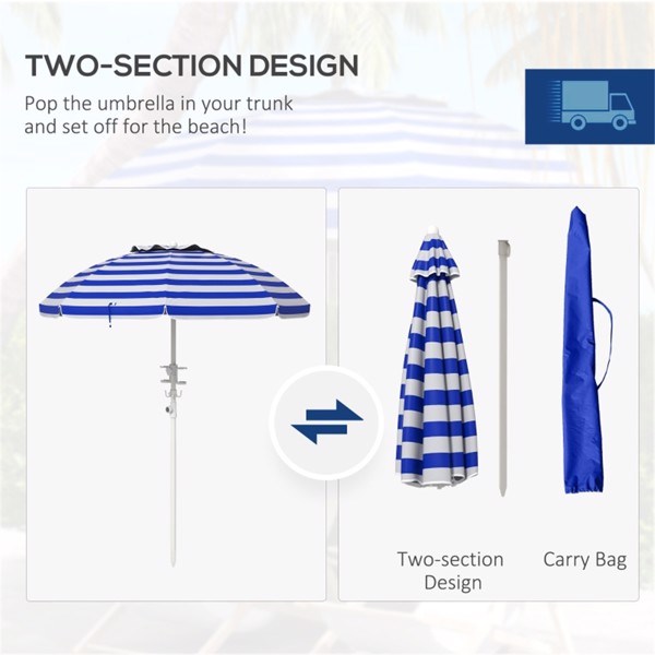 High Quality Beach Umbrella Blue-White Stripe