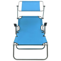 Thumbnail for Sun Lounger with Canopy Steel Blue