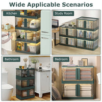 Thumbnail for 2Pcs 72L Foldable Storage Bins with Lid Collapsible Stackable Organizer Containers with Front Door Lock 4Pcs Wheels