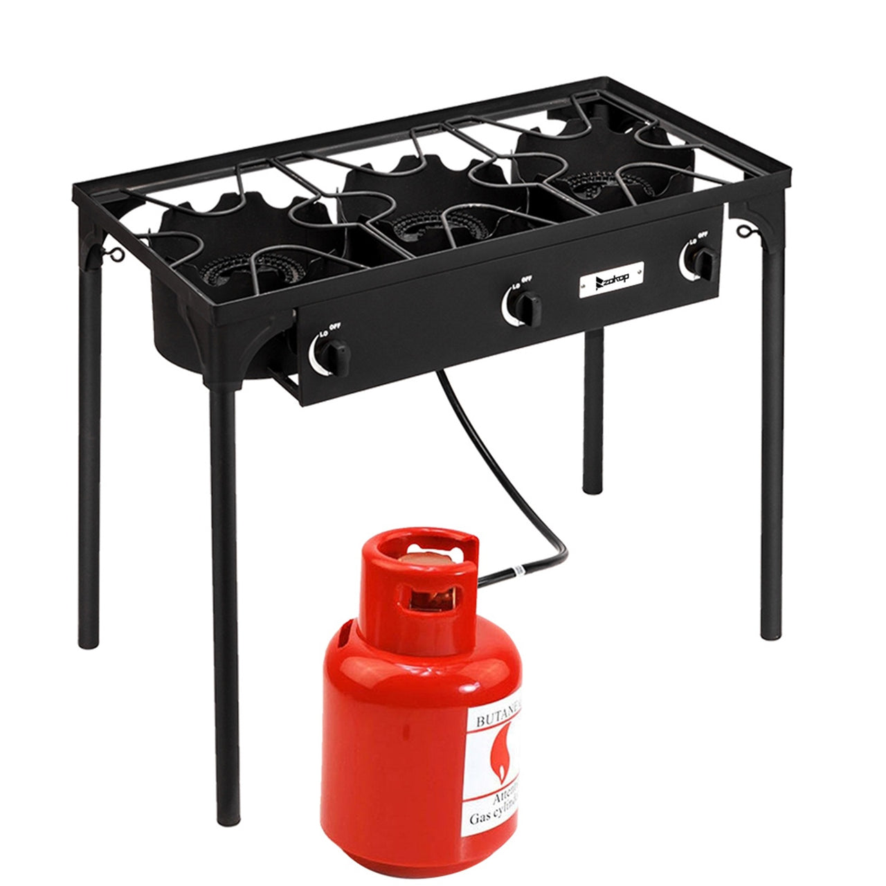 Camp Stove Propane Gas Cooker Portable Cast Iron (Three Burner 25000-BTU)