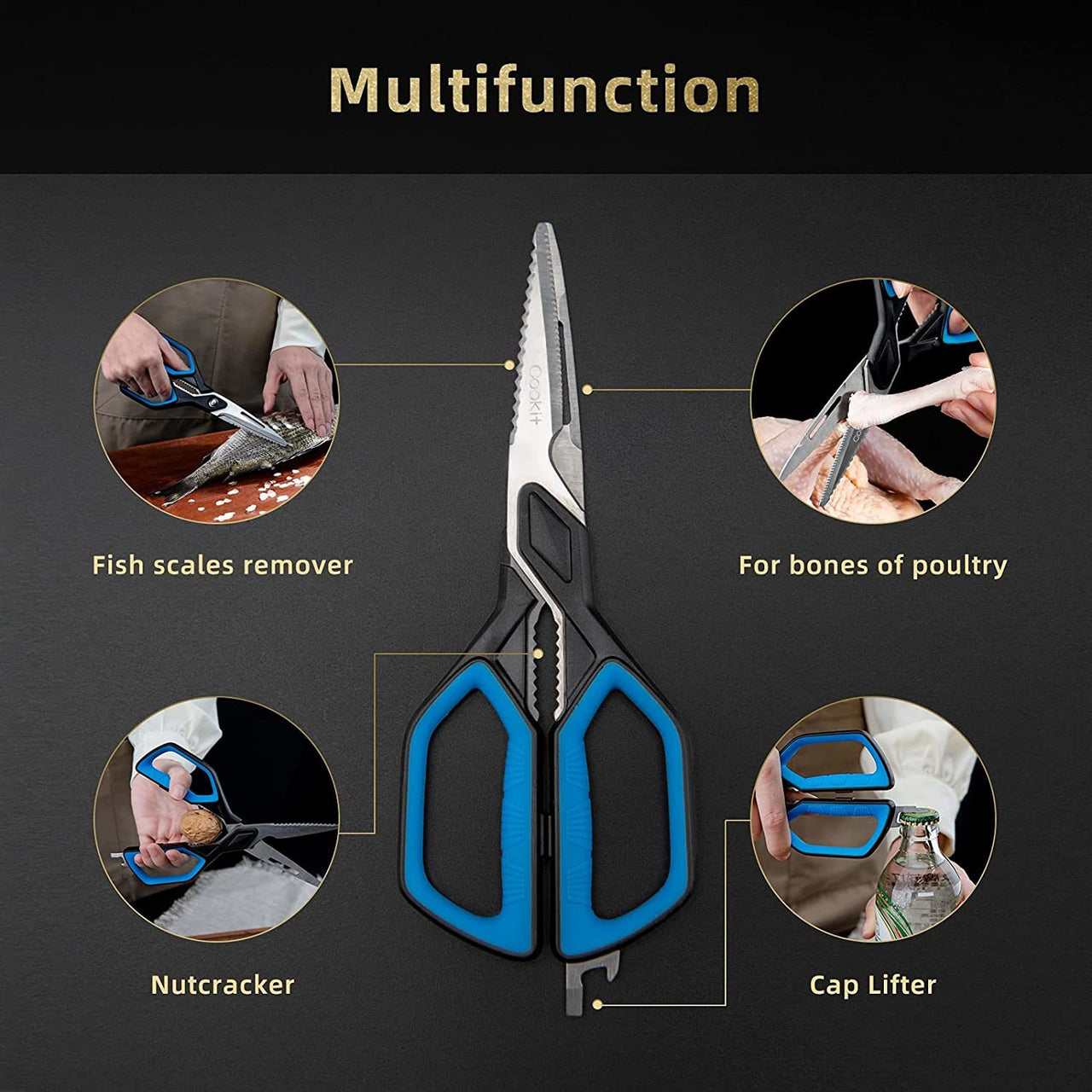 Kitchen Scissors;  Heavy Duty Stainless Steel Chef Shears