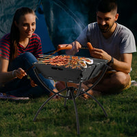 Thumbnail for 3-in-1 Camping Campfire Grill with Stainless Steel Grills Carrying Bag & Gloves