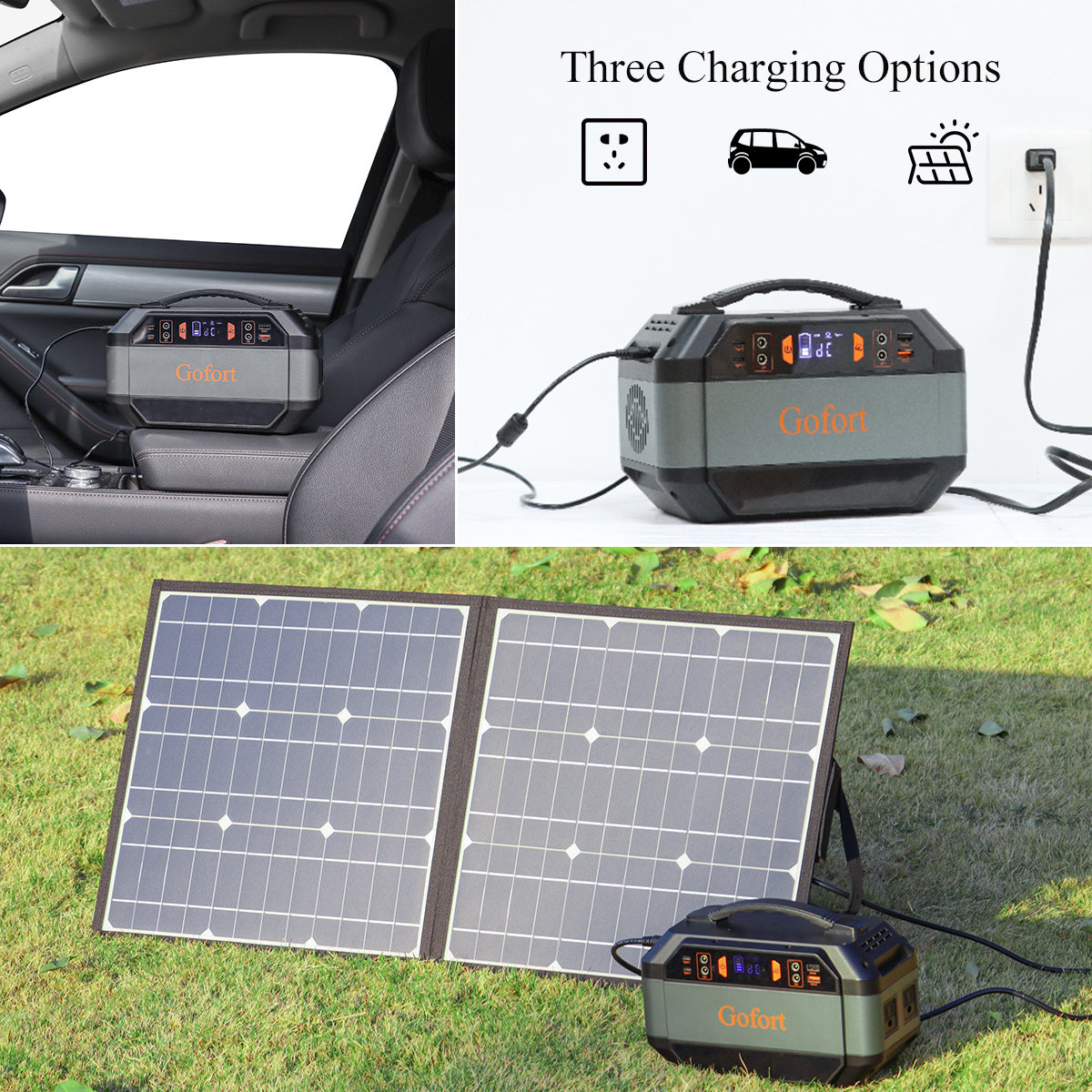 Gofort 330W Portable Power Station, 299Wh Solar Generator Backup Power Supply with 2X 110V AC Outlets, 4X 12V DC Outlets and 4X USB Outlets