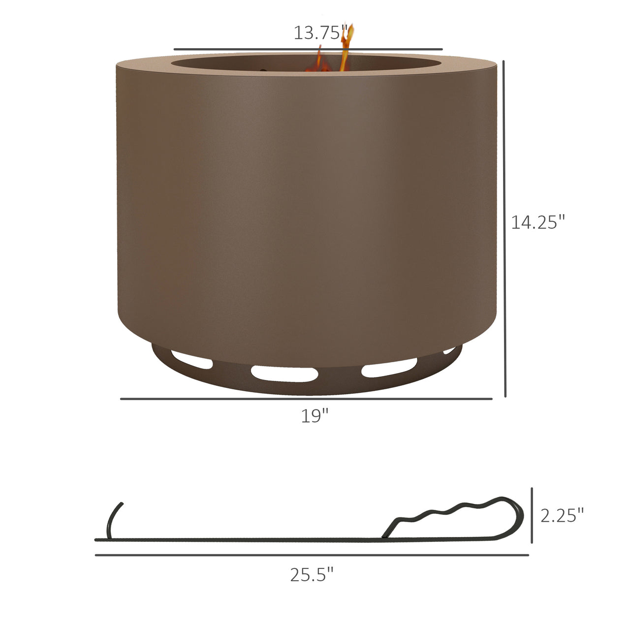 Outsunny Smokeless Fire Pit, 19" Portable Smokeless Wood Burning Firepit with Poker