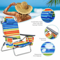 Thumbnail for 2 Pieces Folding Backpack Beach Chair with Pillow