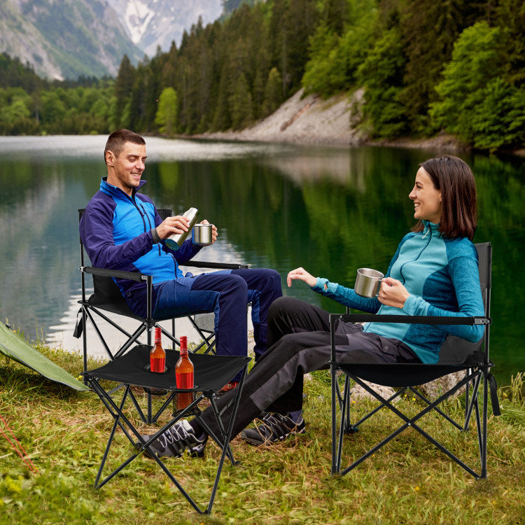 Folding Camping Chairs and Table Set with Carrying Bag