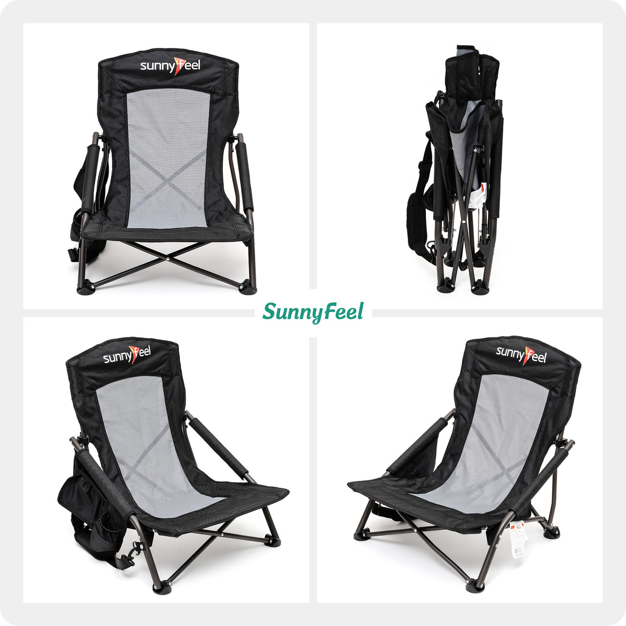 Low Folding Camping/Beach Chair, Mesh Back Lounger