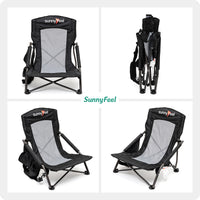 Thumbnail for Low Folding Camping/Beach Chair, Mesh Back Lounger