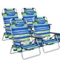 Thumbnail for 4-Pack, 5-Position Backpack Reclining Beach Chairs with Pillow