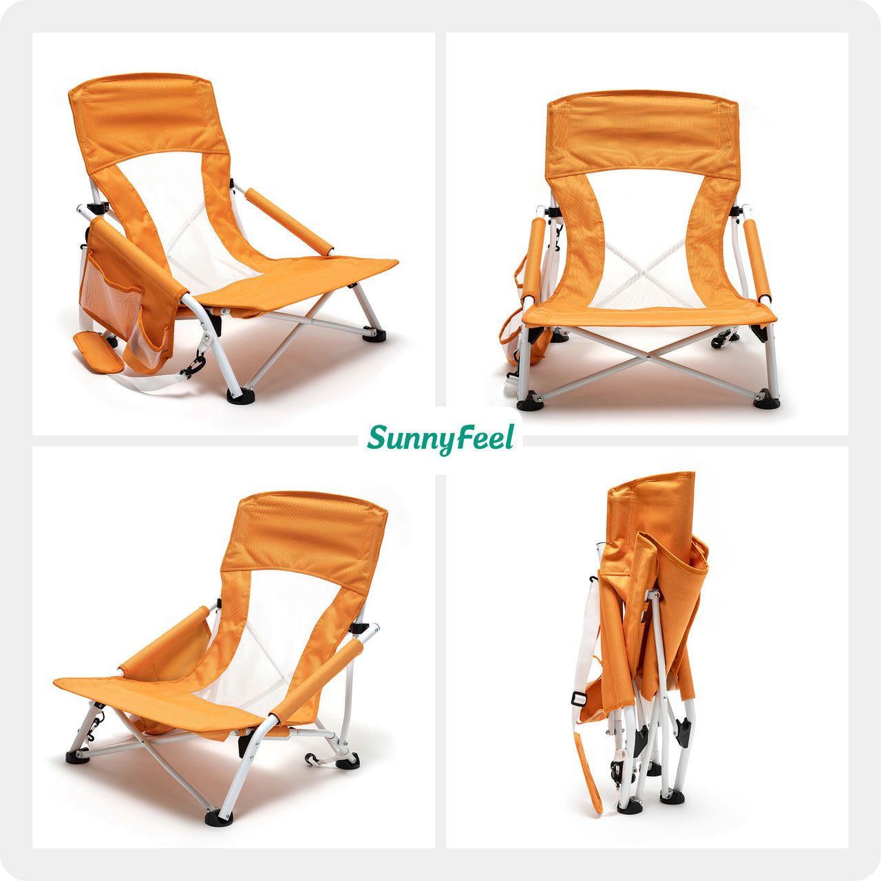 Low Folding Camping/Beach Chair, Mesh Back Lounger