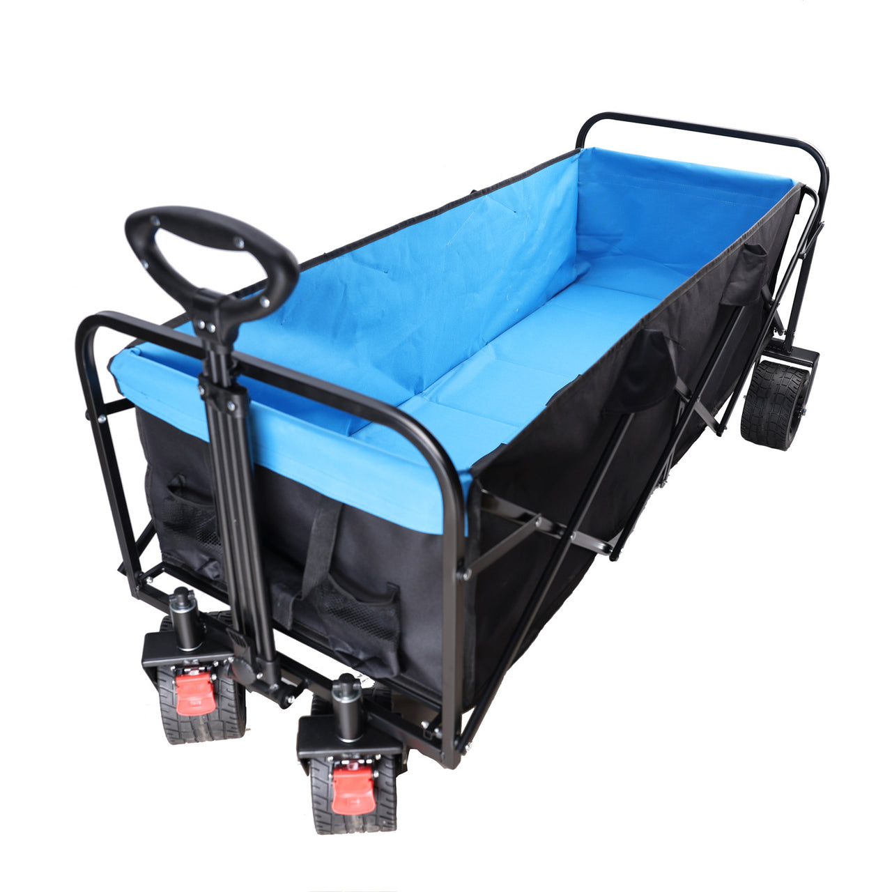 Large Capacity Folding Wagon Cart Extra Long  (black + blue)