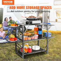 Thumbnail for VEVOR Camping Kitchen Table, One-piece Folding Portable Cook Station w/ Carrying Bag