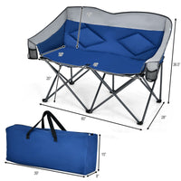 Thumbnail for Folding Loveseat Camping Chair with Bags and Padded Backrest