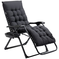 Thumbnail for Outsunny Zero Gravity Chair, Folding Reclining Lounge Chair with Padded Cushion, Side Tray, Supports over 300 lbs., Black