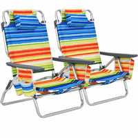 Thumbnail for 2 Pieces Folding Backpack Beach Chair with Pillow