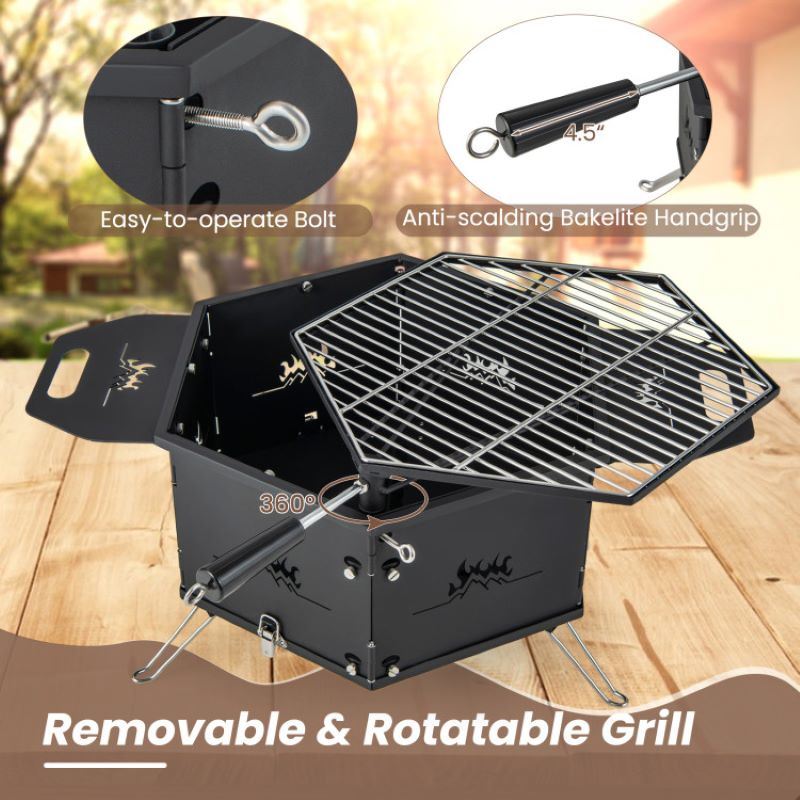 Portable Charcoal Grill Stove with Foldable Body