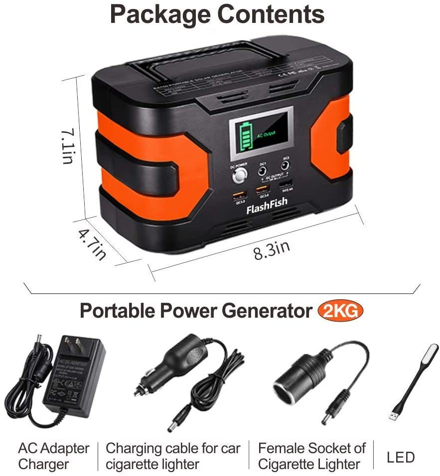 200W Peak Power Station, Flashfish Battery 166Wh 45000mAh Backup Power Pack 110V 150W Lithium Battery Pack