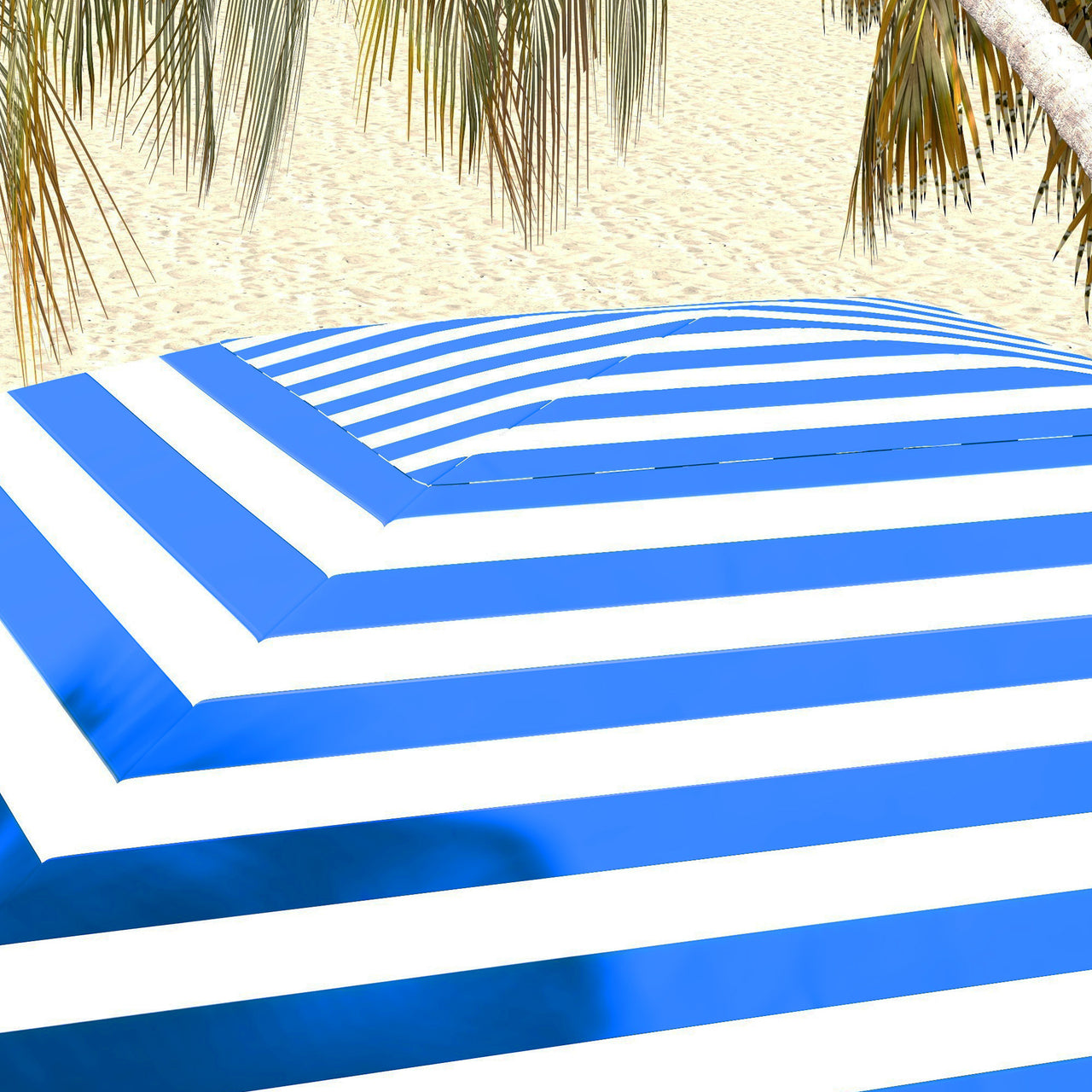 Outsunny 5.9' x 5.9' Ruffled Portable Beach Cabana with Walls, Vents, Sandbags, Carry Bag, Blue & White Stripe