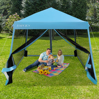 Thumbnail for 10 x 10 Feet Pop Up Canopy with Mesh Sidewalls and Roller Bag