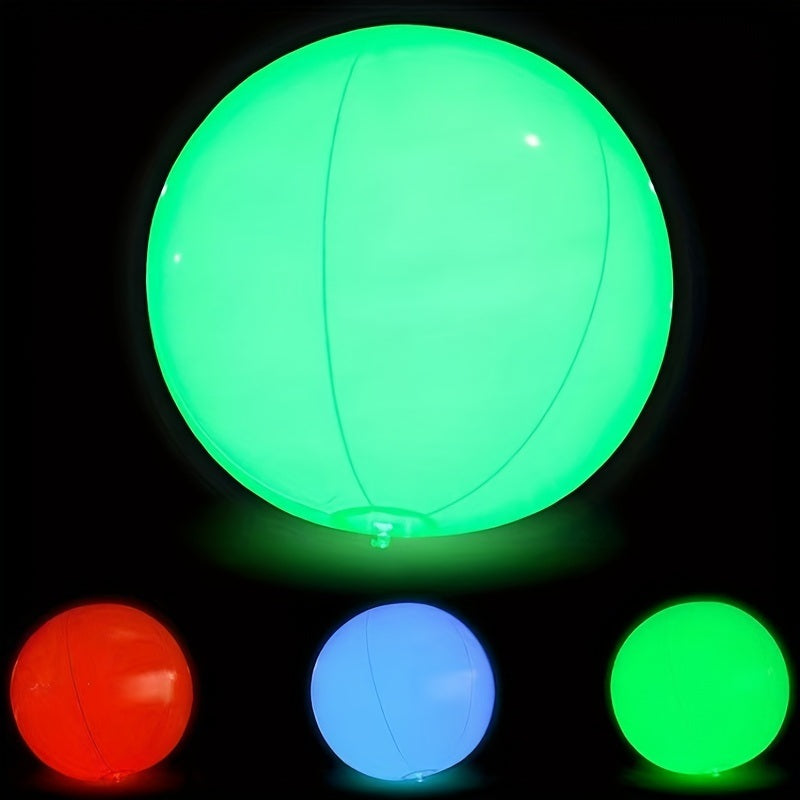 1 Pack, Waterproof Inflatable Led Beach Ball--16 Colors 4 Light Modes (16in)