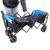 Thumbnail for Large Capacity Folding Wagon Cart Extra Long  (black + blue)