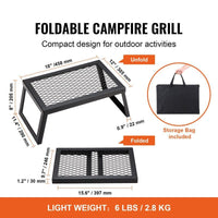 Thumbnail for Folding Campfire Grilling Rack for Outdoor Open Flame Cooking