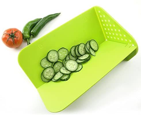 Foldable Chopping Board Rinse & Strainer - BPA-Free Plastic Multifunctional Cutting Board Mat