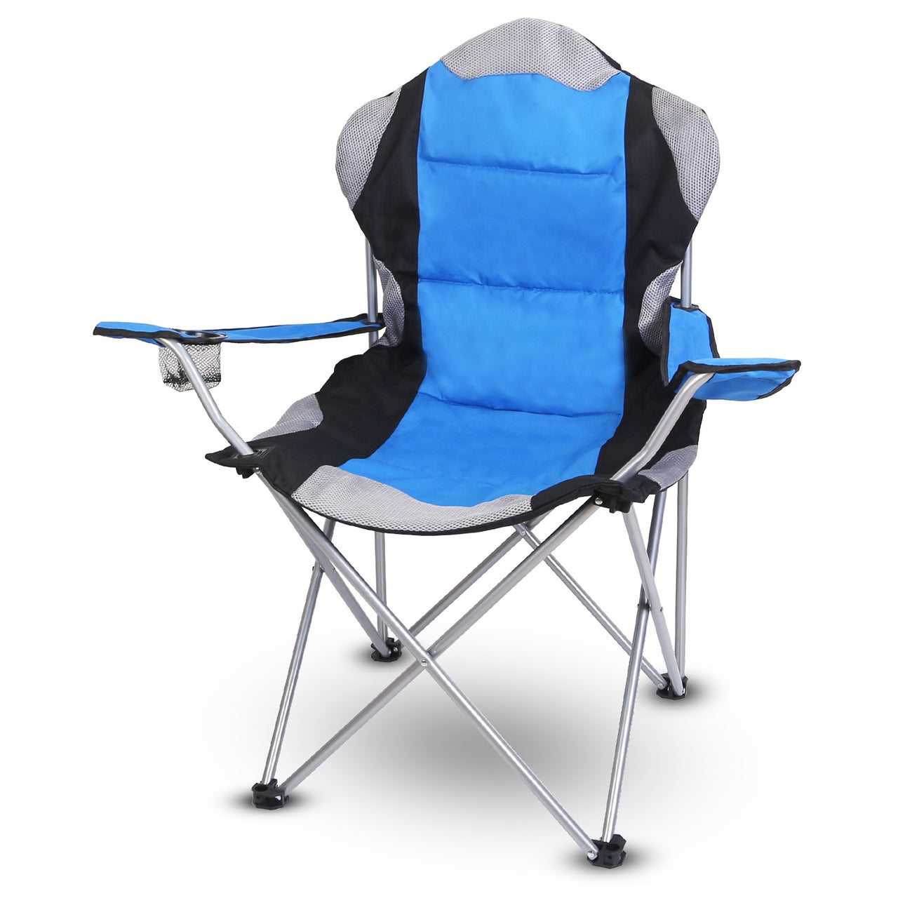 Foldable Camping Chair Heavy Duty Steel-Padded Seat,330LBS Max Load with Cup Holder and Carry Bag