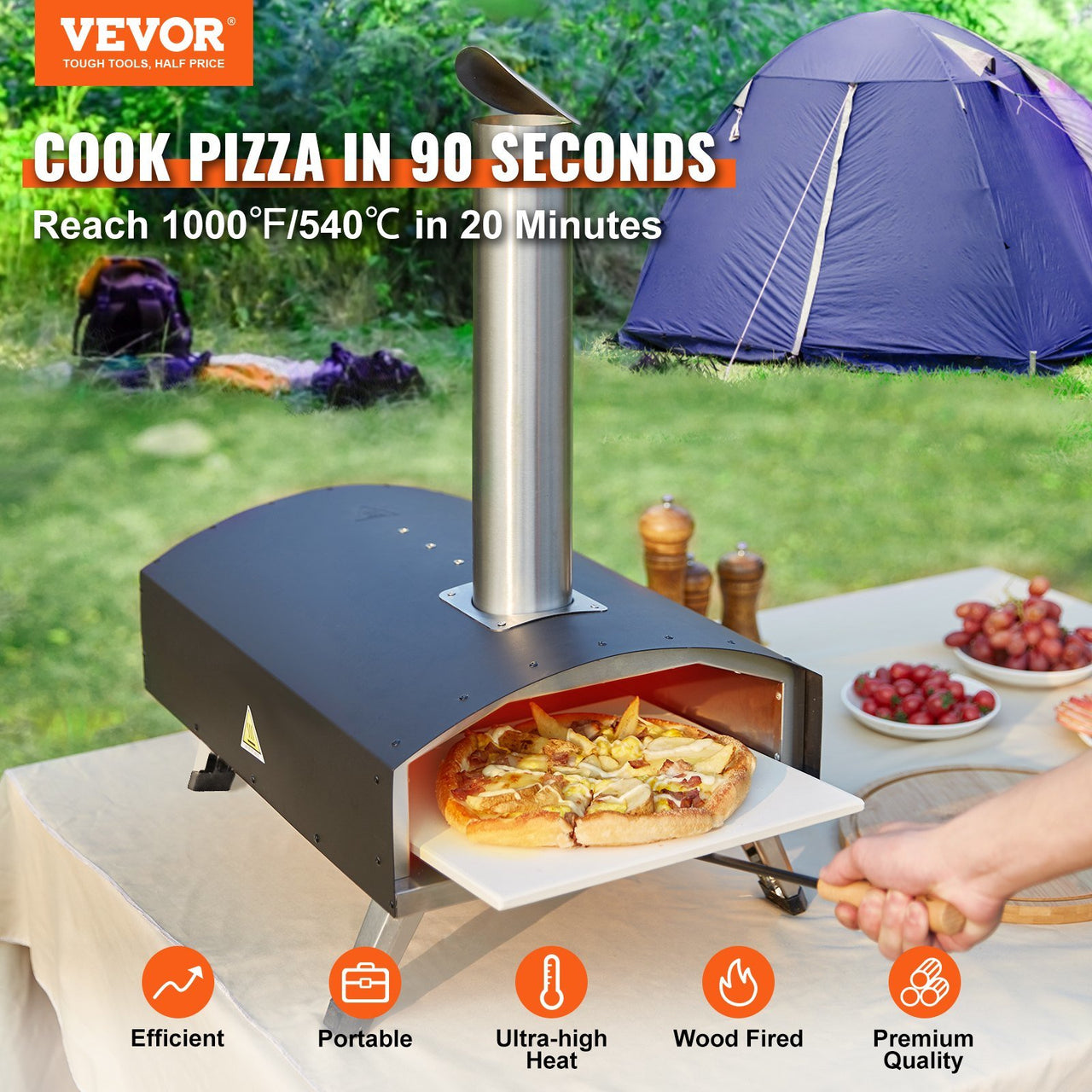 VEVOR Outdoor Oven 12-inch Pellet and Charcoal Fired Pizza Maker