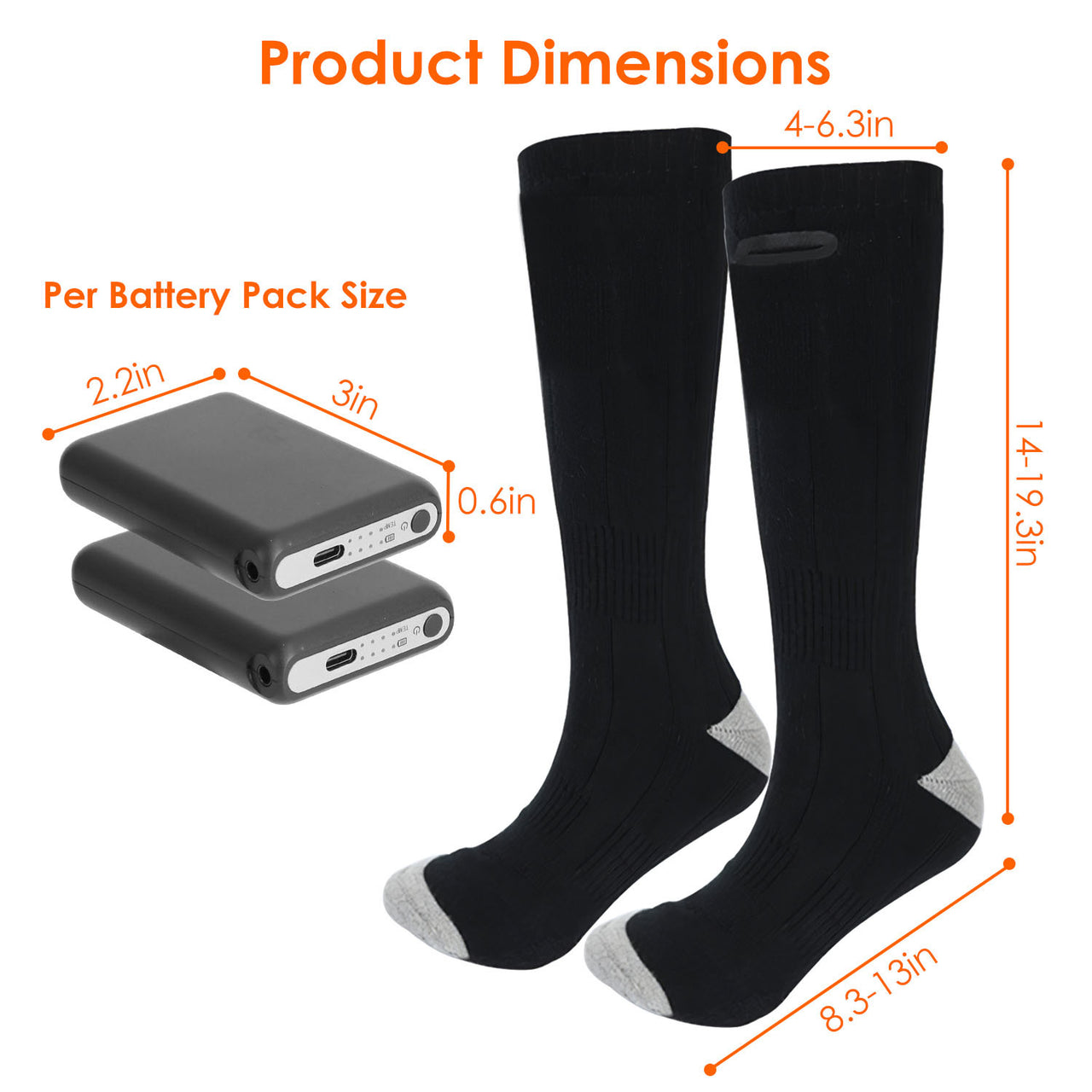 Electric Heated Socks for Men Women-Battery Powered Heated Socks, Rechargeable