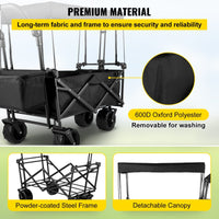 Thumbnail for VEVOR Extra Large Collapsible Utility Cart with Removable Canopy-Black