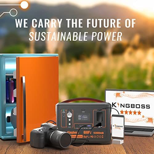 600W Portable Power Station (Peak 1200W) Kingboss;  153600mAh 568WH;  Lithium Battery 110V/600W;  AC Outlet;  2*DC Carport;  2*USB-C;  QC USB 3.0