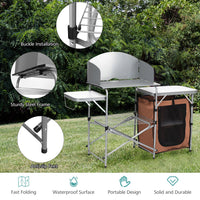 Thumbnail for Foldable Outdoor BBQ Portable Grilling Table with Windscreen Bag