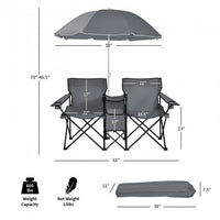 Thumbnail for Portable Folding Picnic Double Chair With Umbrella