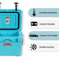 Thumbnail for 16 Quart 24-Can Capacity Portable Insulated Ice Cooler with 2 Cup Holders