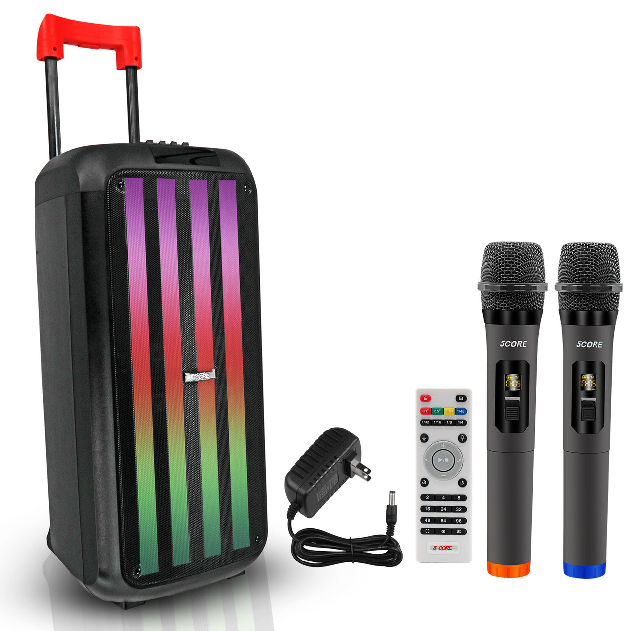 5 Core Bluetooth Speaker Karaoke Machine • 8" 3 Way Speaker • Portable Singing PA System • w DJ Light