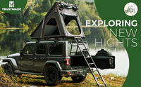 Thumbnail for Trustmade Triangle Aluminium Black Hard Shell Grey Rooftop Tent with Roof Rack Scout Plus Series