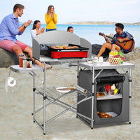 Thumbnail for Foldable Outdoor BBQ Portable Grilling Table with Windscreen Bag