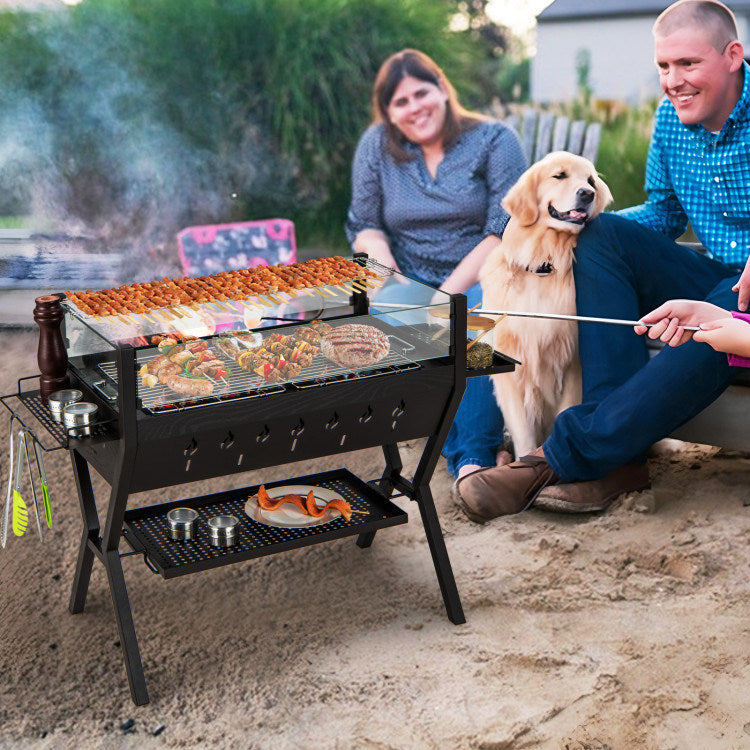 Barbecue Charcoal Grill with Wind Guard Seasoning Racks