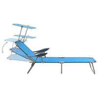 Thumbnail for Sun Lounger with Canopy Steel Blue