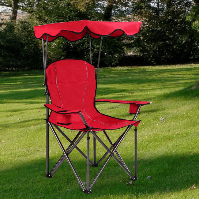 Folding Beach Canopy Chair with Cup Holders