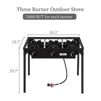 Thumbnail for Camp Stove Propane Gas Cooker Portable Cast Iron (Three Burner 25000-BTU)