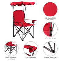 Thumbnail for Folding Beach Canopy Chair with Cup Holders