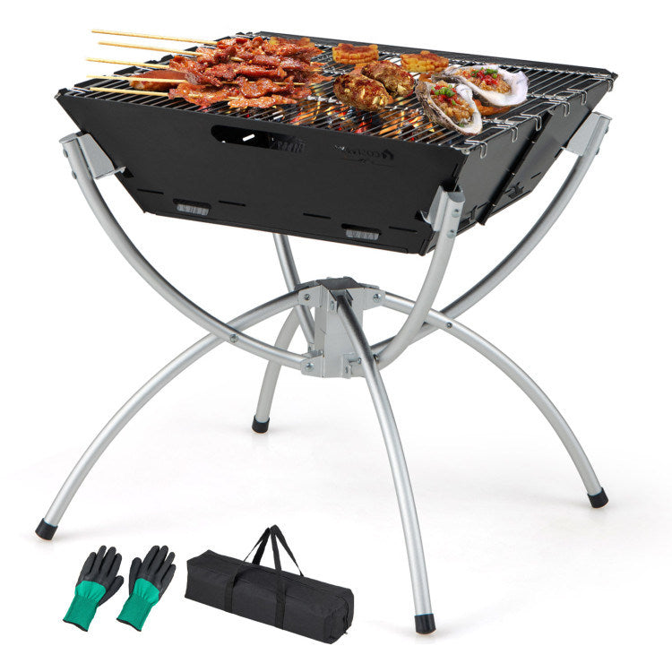 3-in-1 Camping Campfire Grill with Stainless Steel Grills Carrying Bag & Gloves