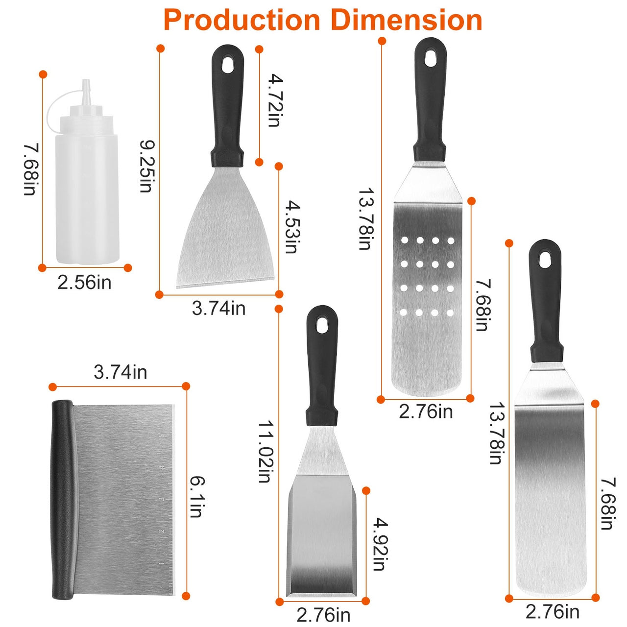 7Pcs Griddle Accessories Kit Stainless Spatulas Set